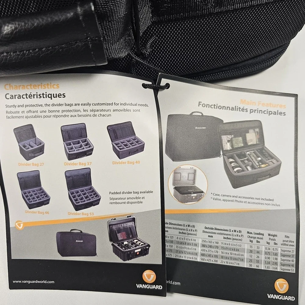 Vanguard Divider Bag 37 Padded Camera Case Adjustable Dividers Black New Tags